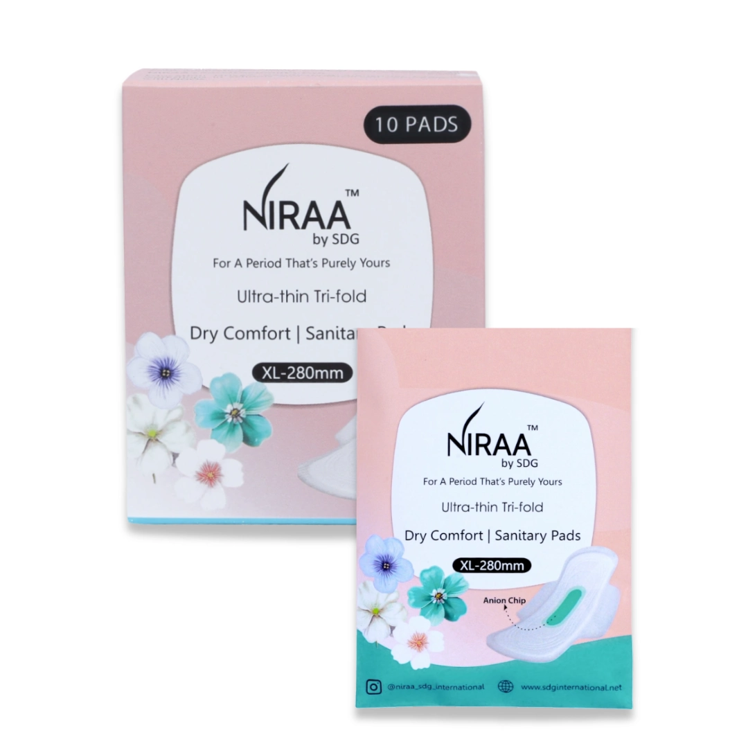 Combo (12 Pads) - Travel Pouch (2 Pads) + Ultra-Thin Tri-Fold Sanitary Pads with Anion Chip (10 Pads) | Size – XL (280mm)