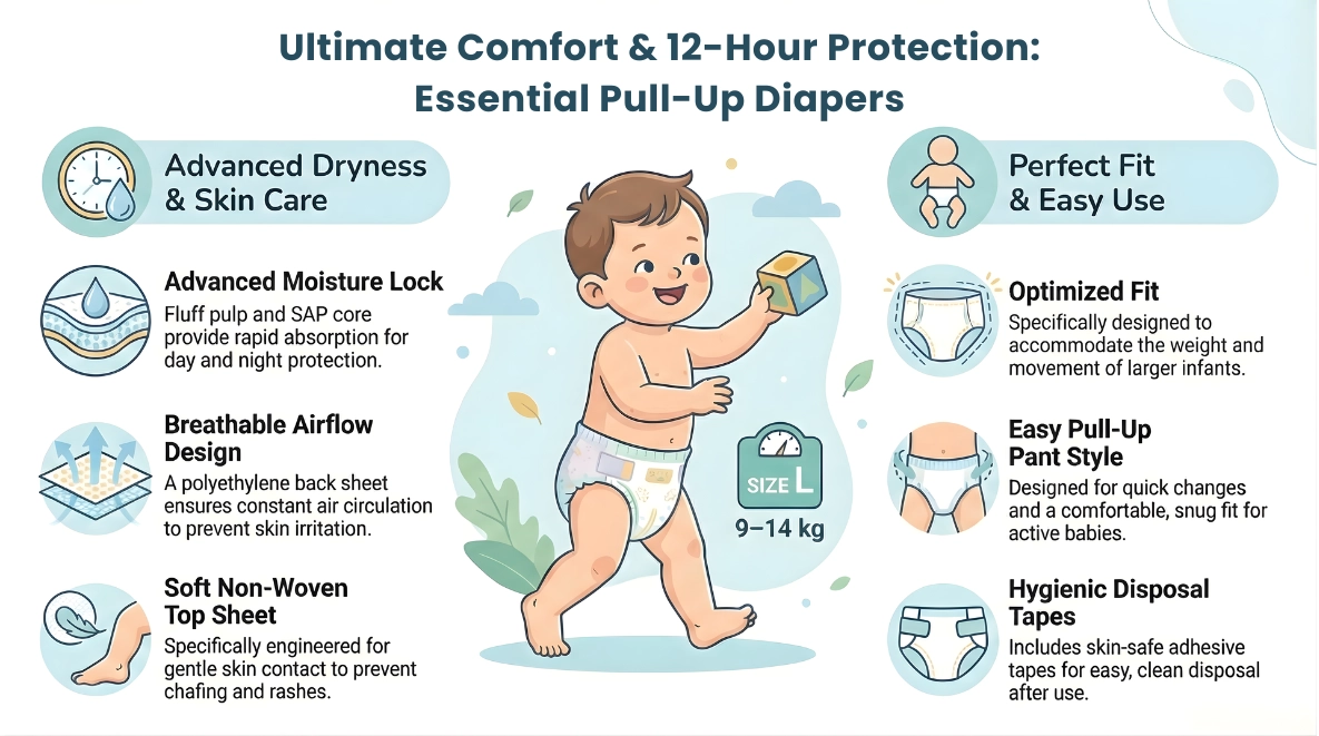 Key Features of niraa baby diaper size l