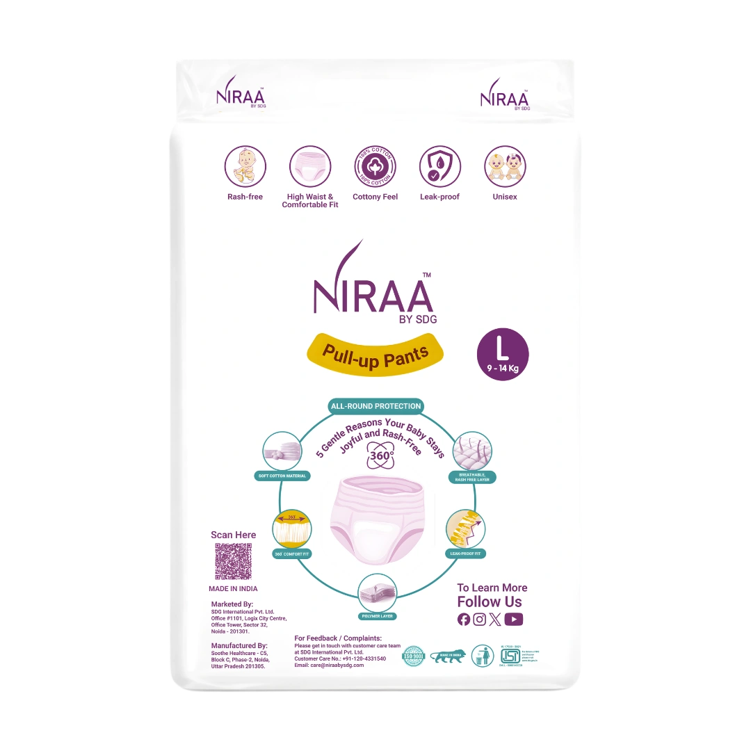 niraa baby diaper L size back design